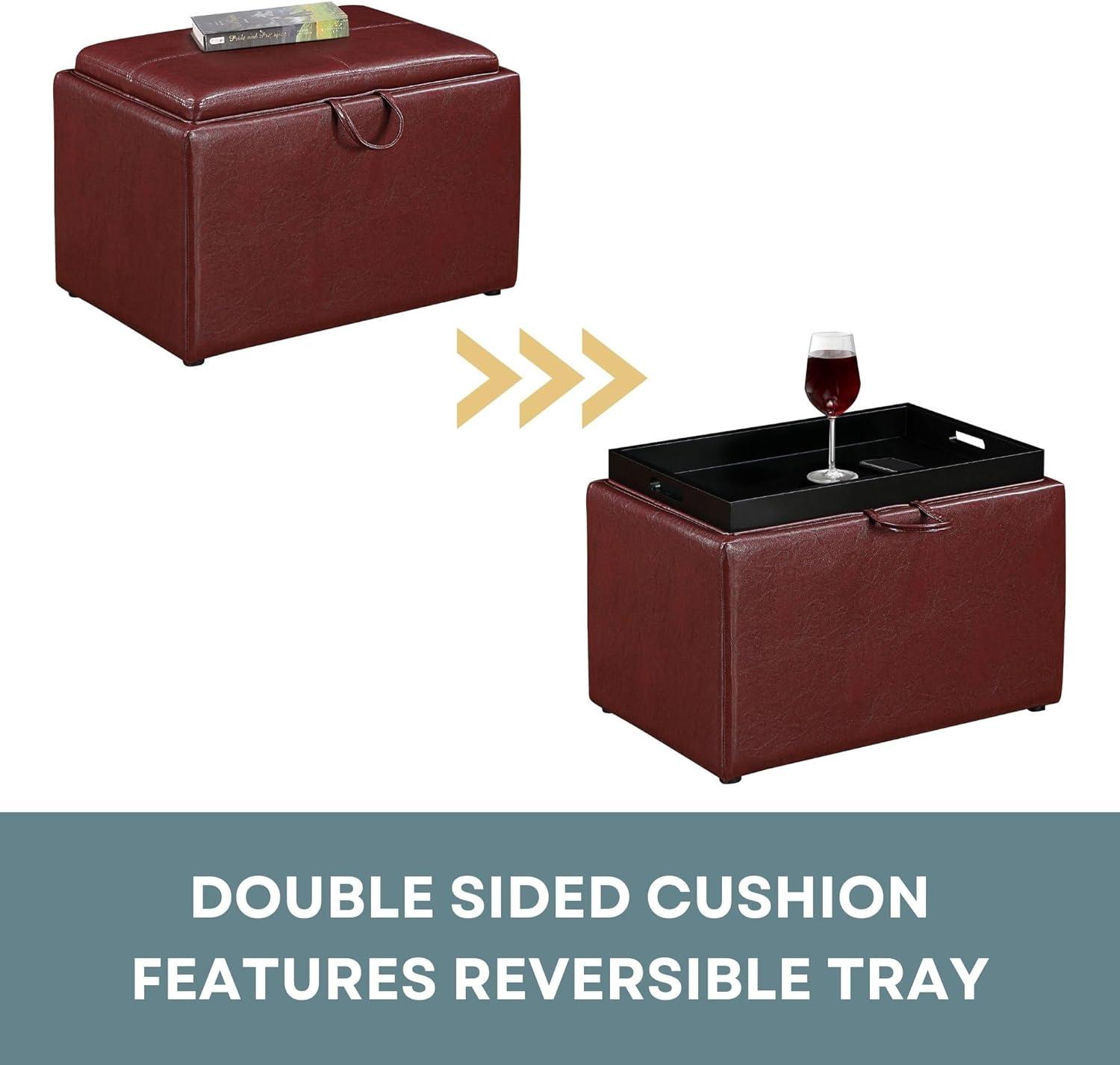 Designs4Comfort Accent Storage Ottoman, Burgundy Faux Leather