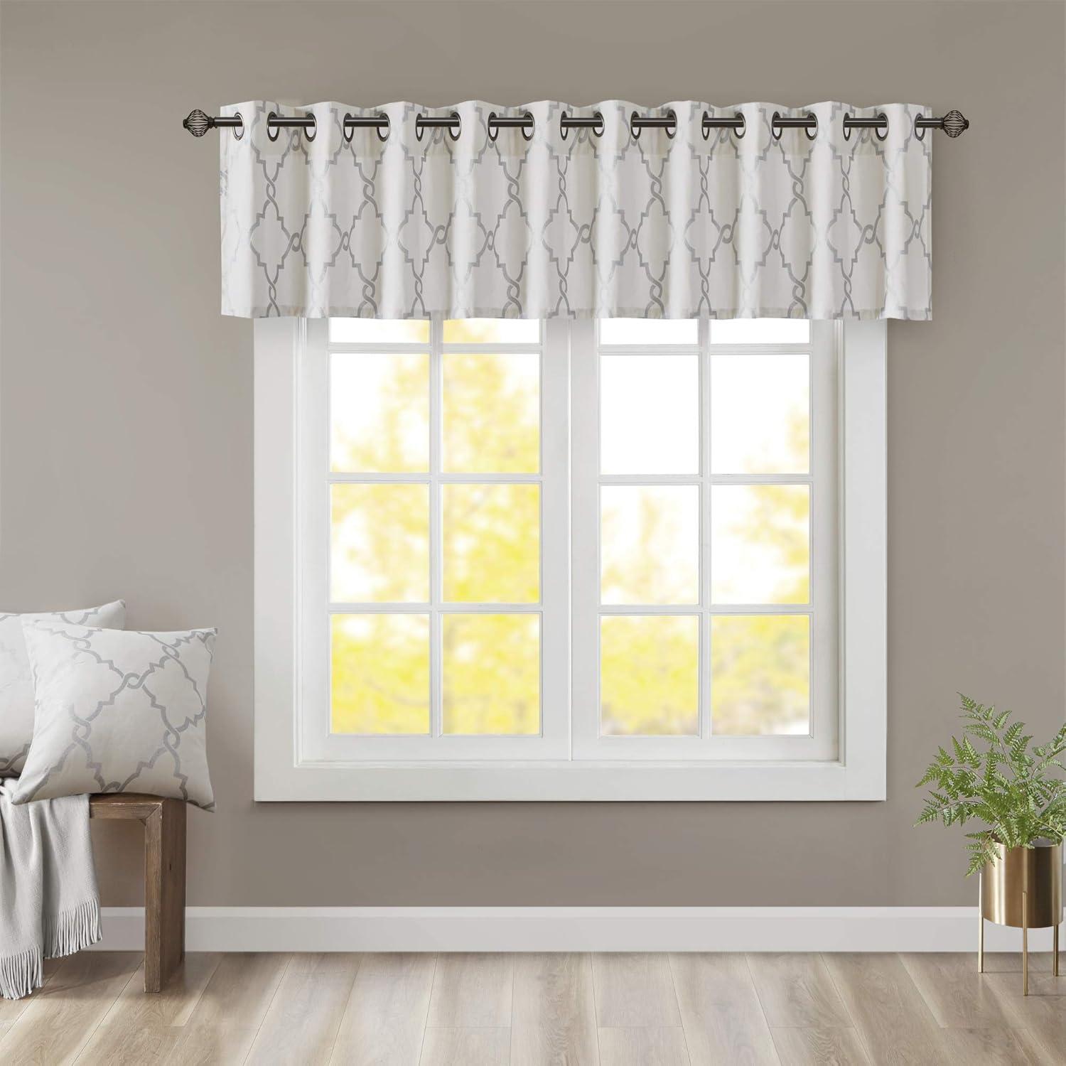 Madison Park Saratoga Fretwork Print Grommet Top Single Window Valance