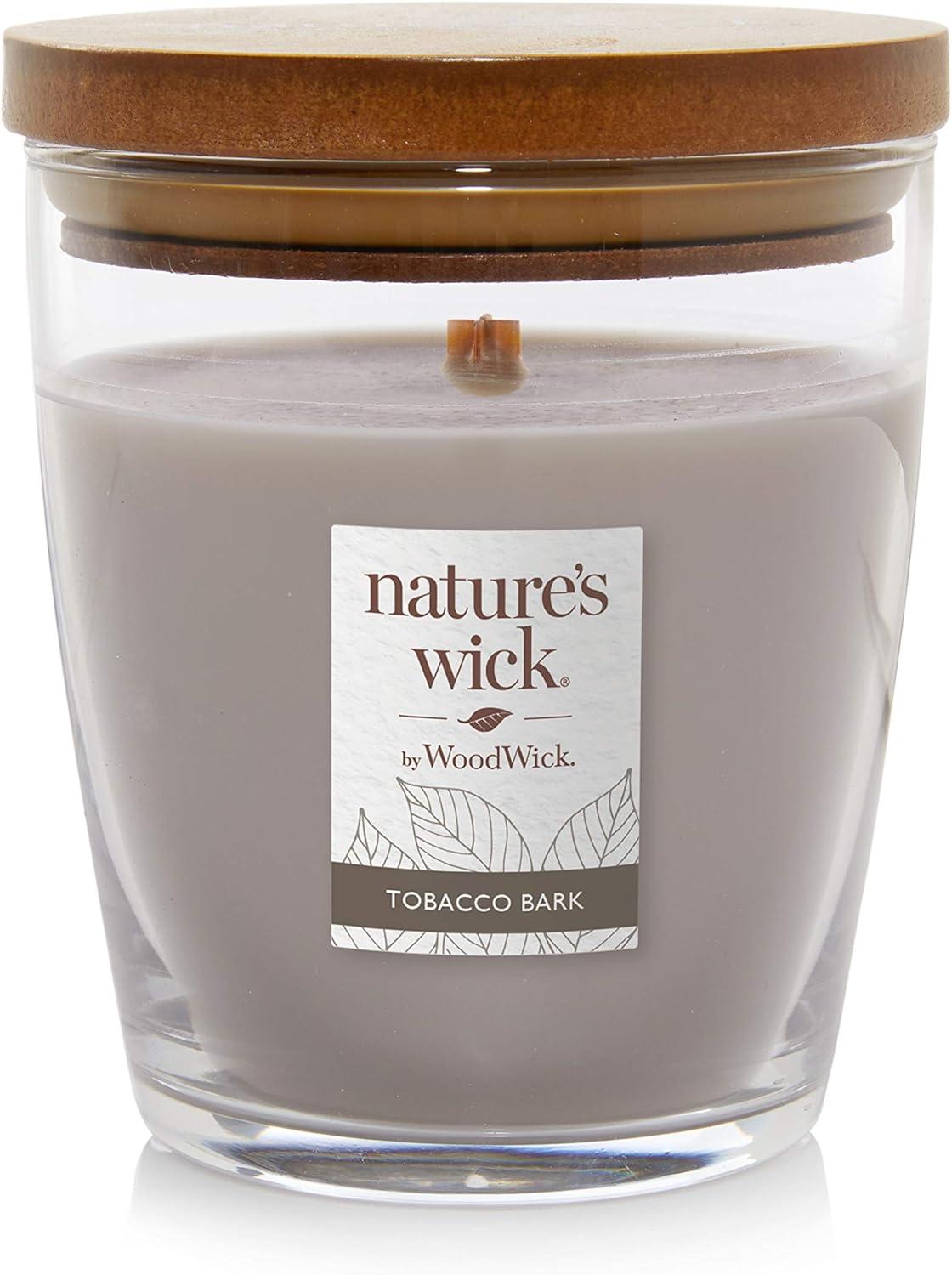 Tobacco Bark Scented Glass Jar Candle with Wooden Lid