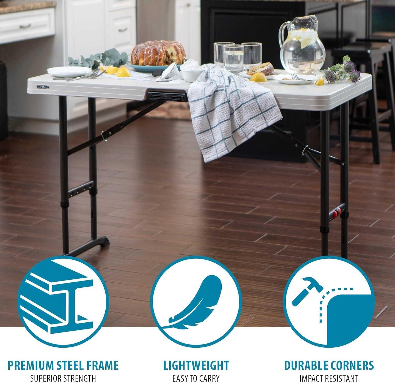 Lifetime 4' Adjustable Height Commercial Grade Table, White (80387)