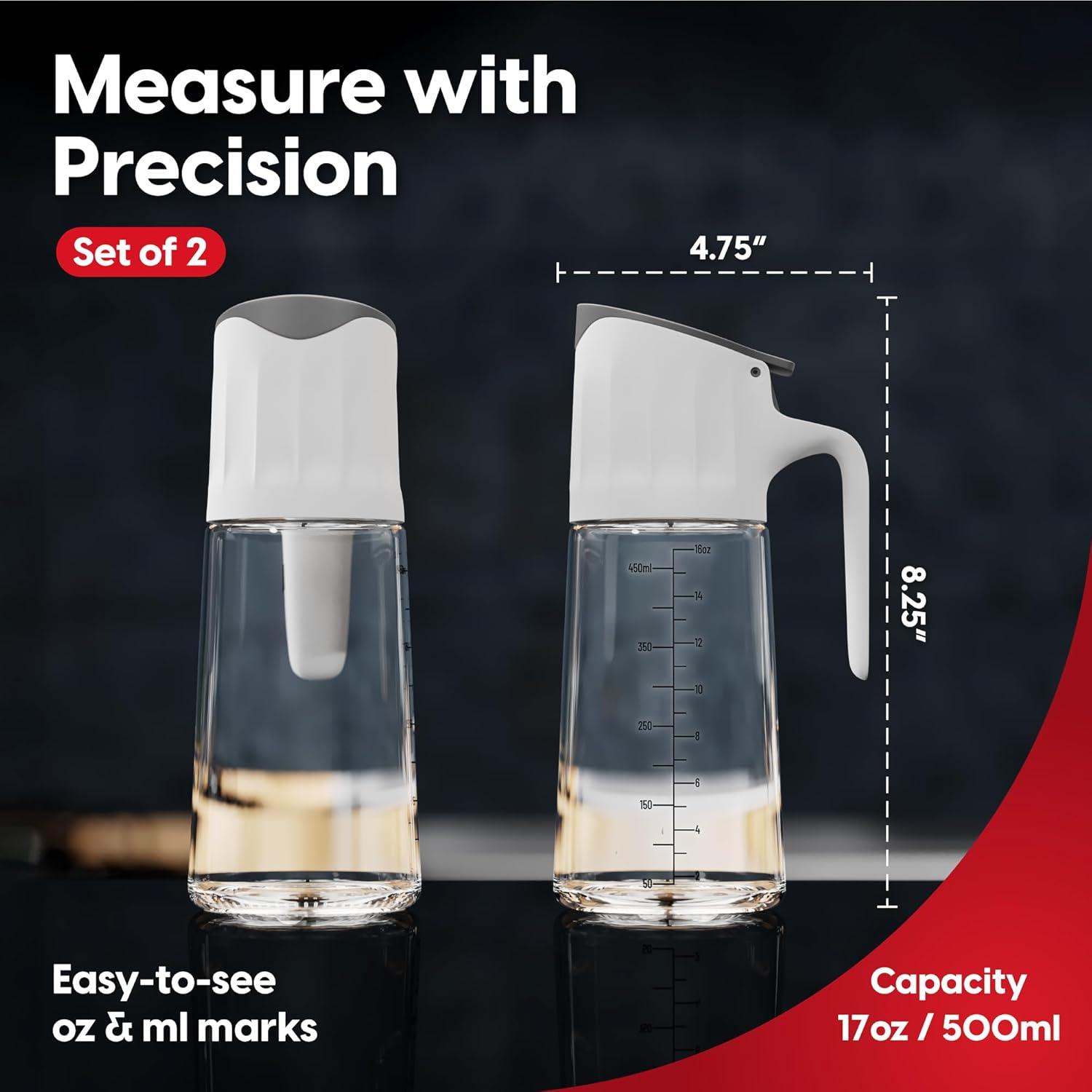Dwellza Kitchen Cooking Olive Oil Dispenser Bottles For Kitchen With Drain And Measurements