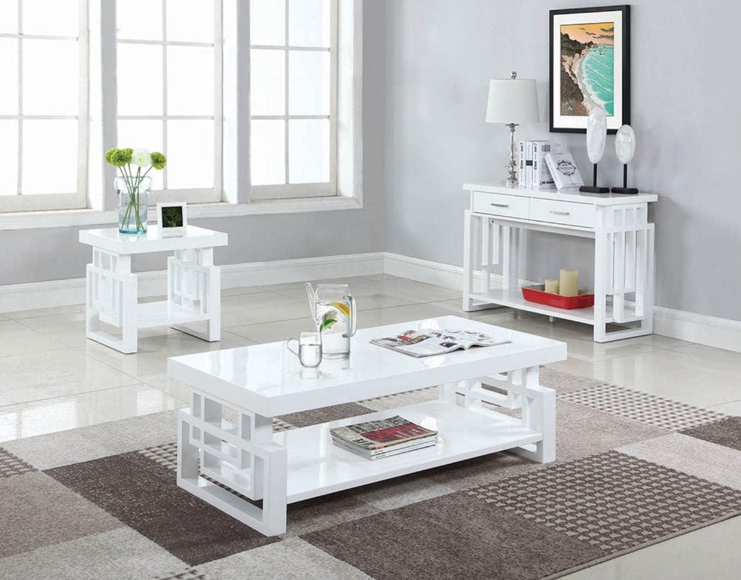 High Glossy White Rectangular Coffee Table