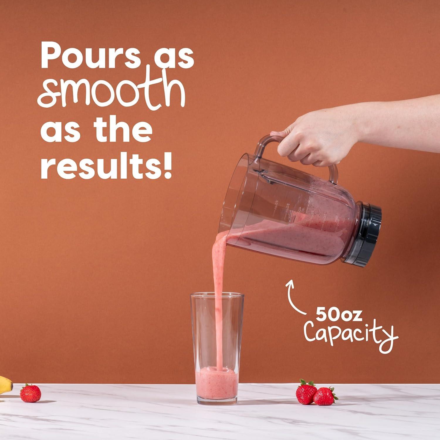 IRIS USA 3-Speed High-Power Professional-grade Countertop & Kitchen Blender - 50 oz Tritan Jar, Titanium-Coated Stainless Steel -Blades