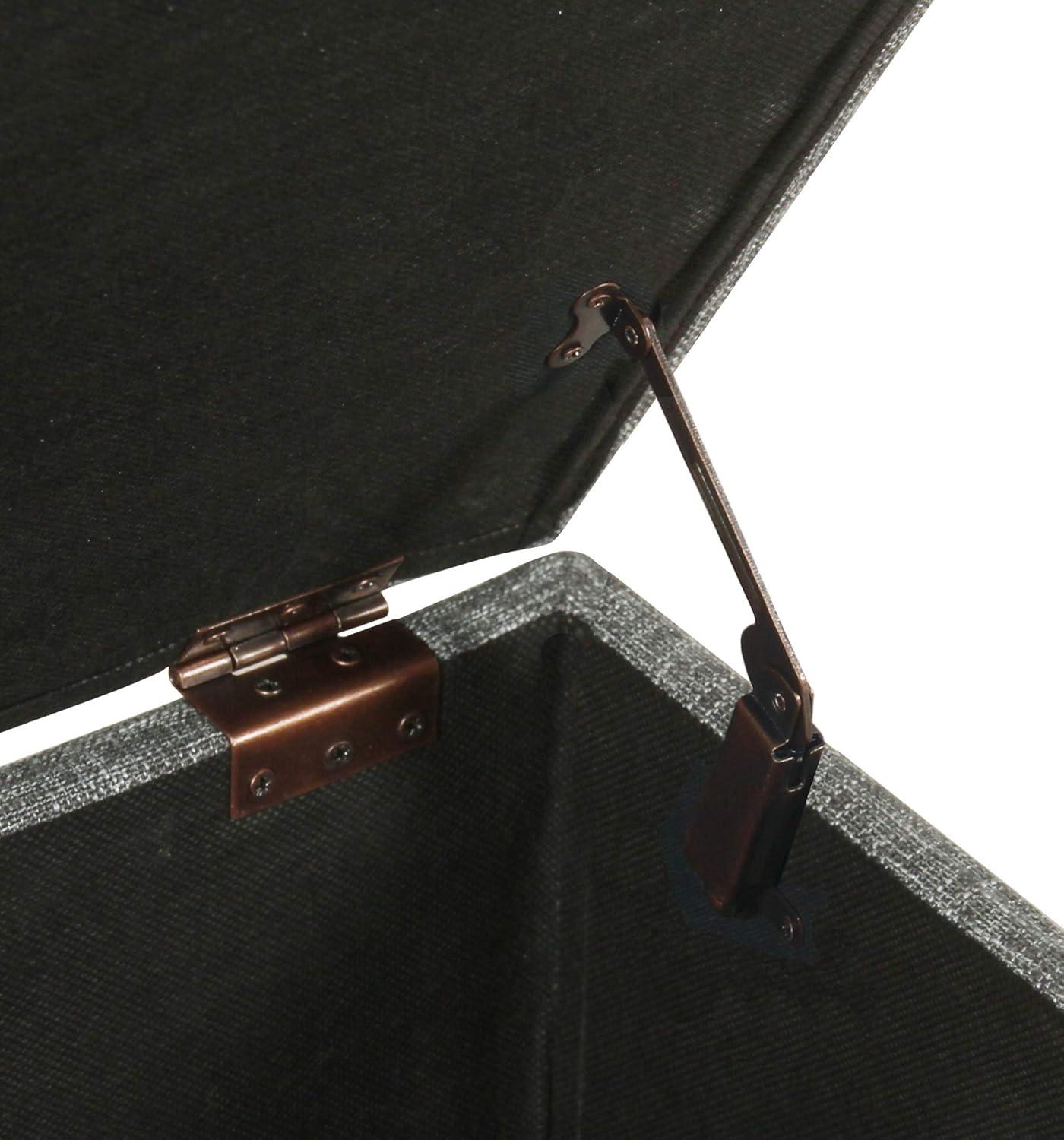 32" Luxury Square Storage Ottoman Slate Gray - HomePop: Textured Fabric, Hinged Lid, Wood Legs, Easy Assembly