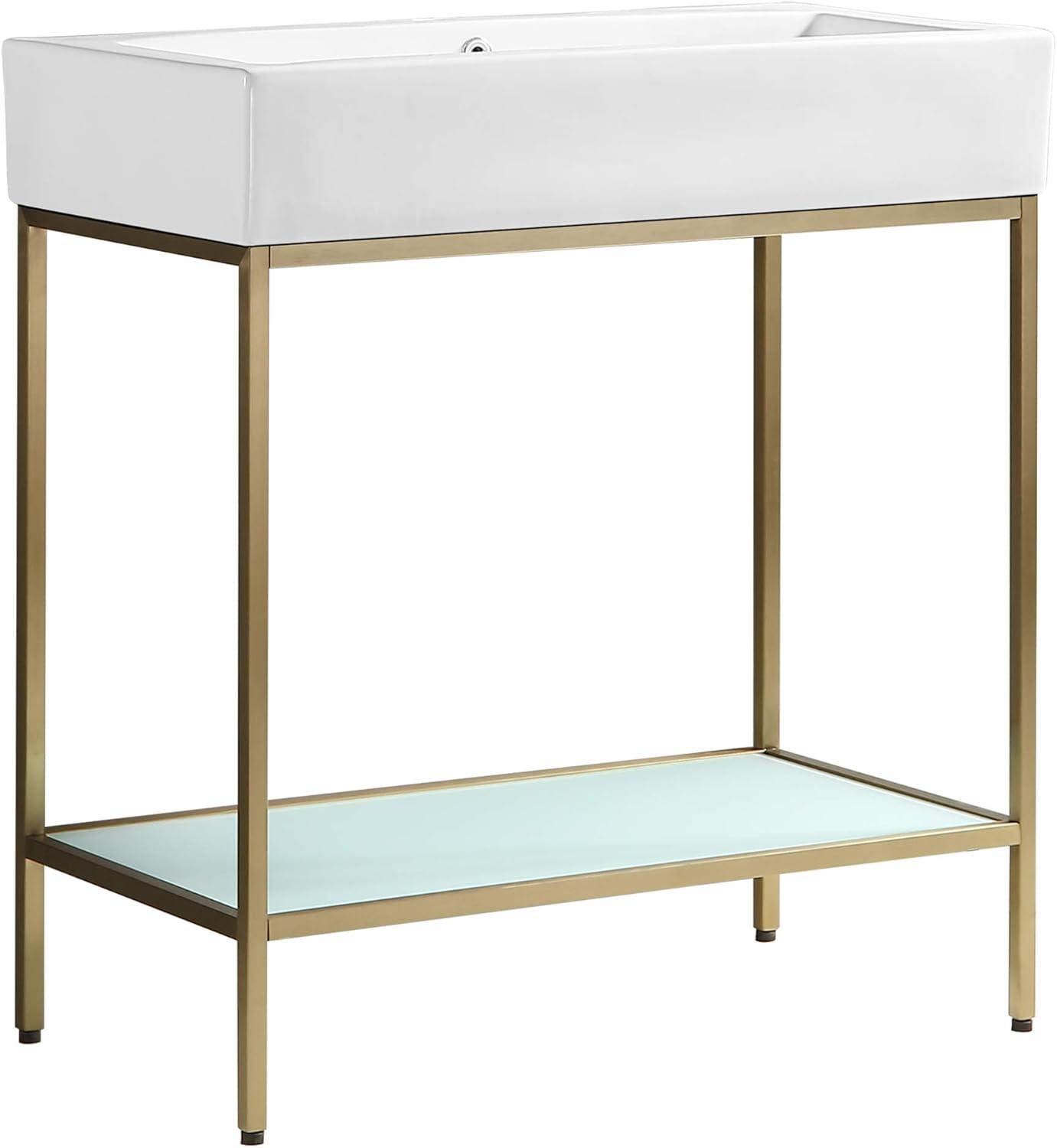 Pierre 32 Single, Freestanding, Open Shelf, Metal Frame Bathroom Vanity