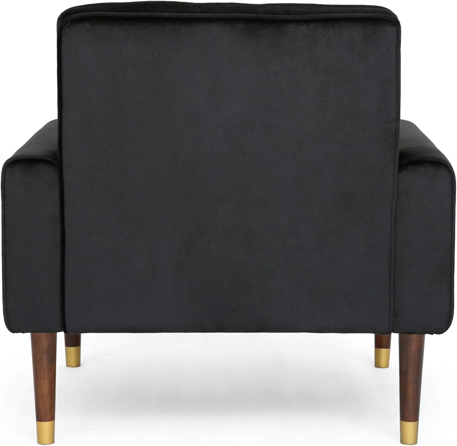 Bourchier Modern Glam Velvet Armchair Black -Christopher Knight Home: Tufted, Upholstered, Comfortable Seating