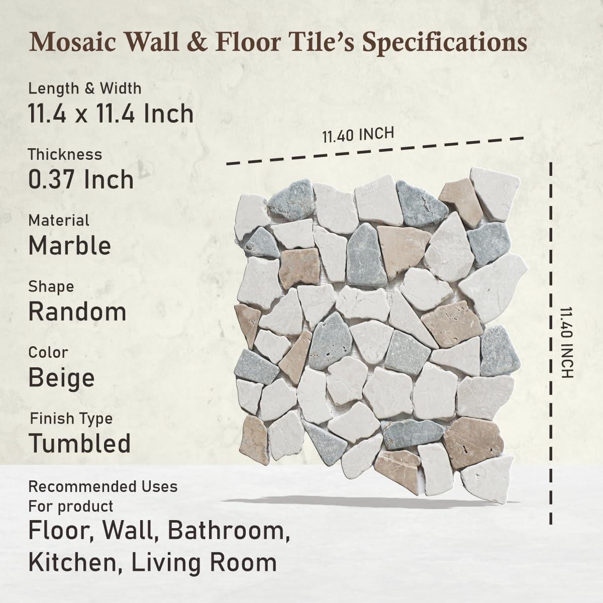 Montana 11.4" x 11.4" Natural Stone Random Mosaic Wall & Floor Tile