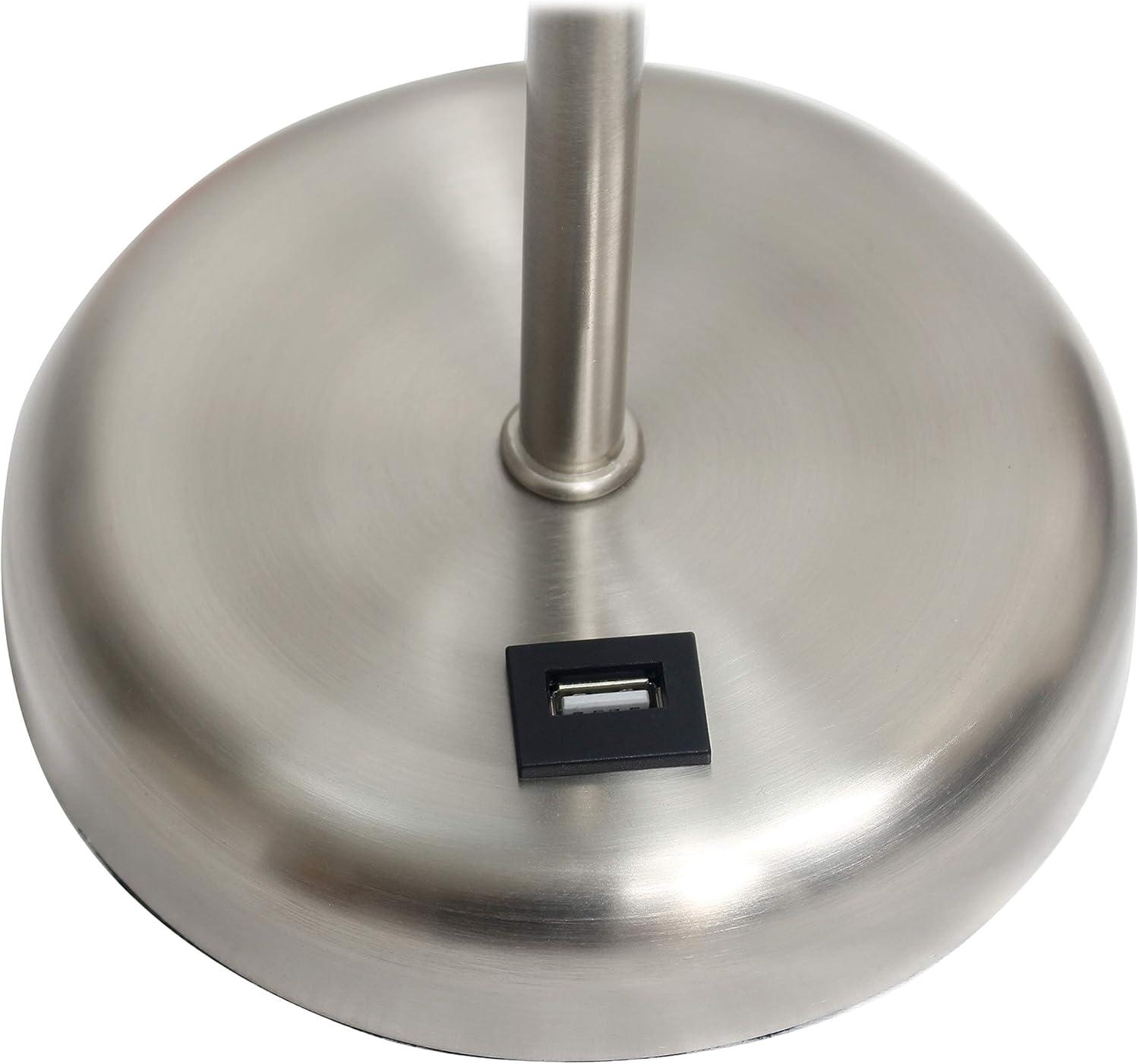 LimeLights Stick Lamp with USB charging port and Fabric Shade, Tan