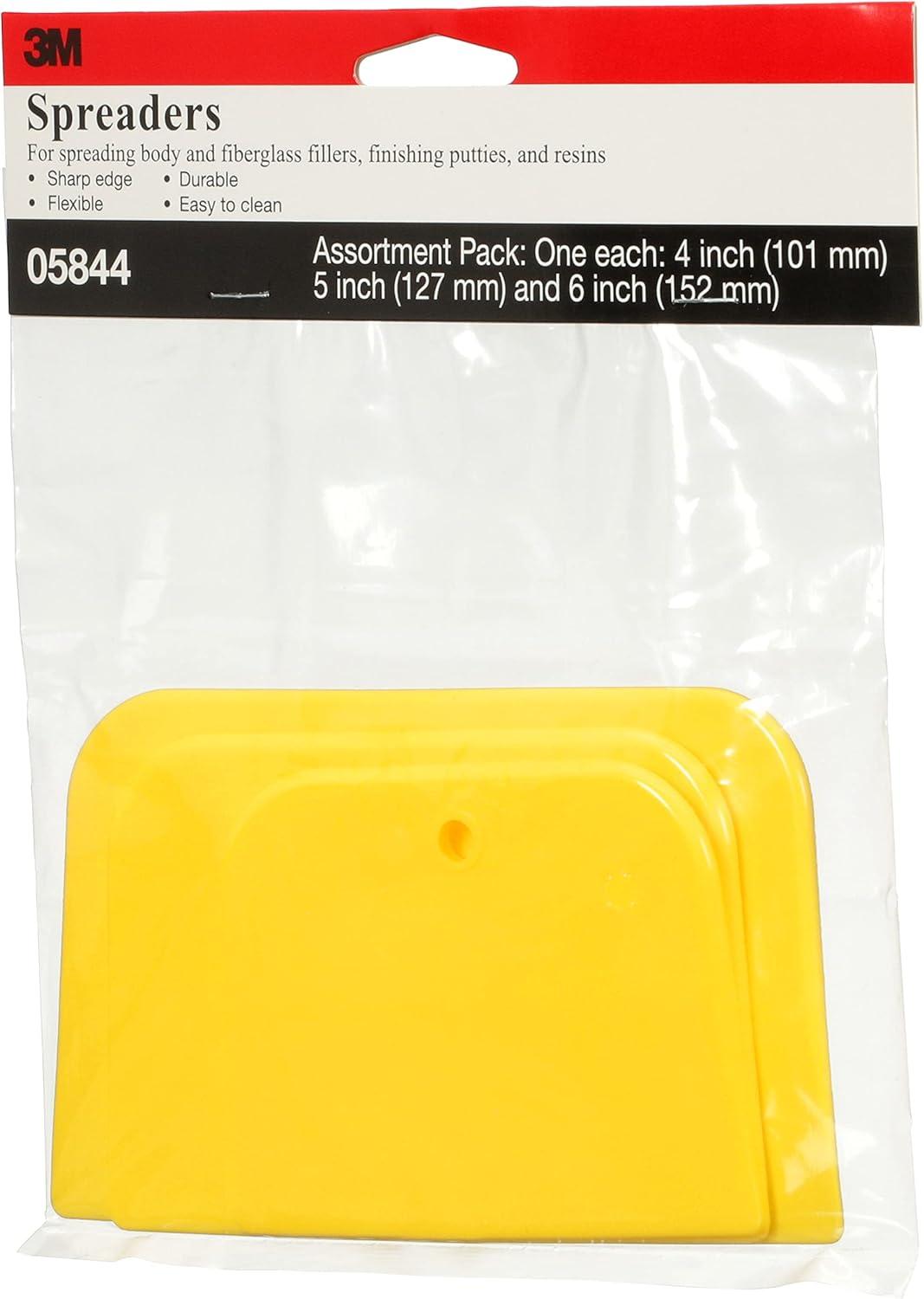 Yellow Flexible Plastic Body Filler Spreaders, 6-inch