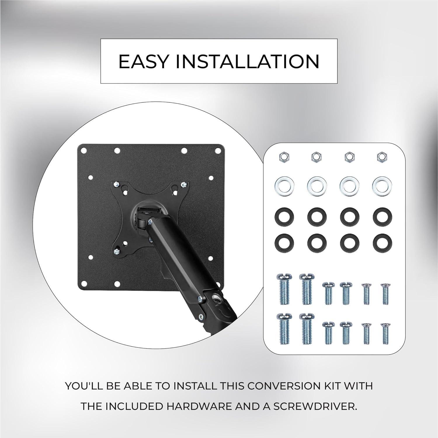 VESA Mount Adapter Plate for TV Mounts, Convert 75x75 and 100x100 to 200x200 mm VESA Patterns, includes Hardware Kit, VESA Conversion Plate for 200x200 VESA Mount, VESA Adapter