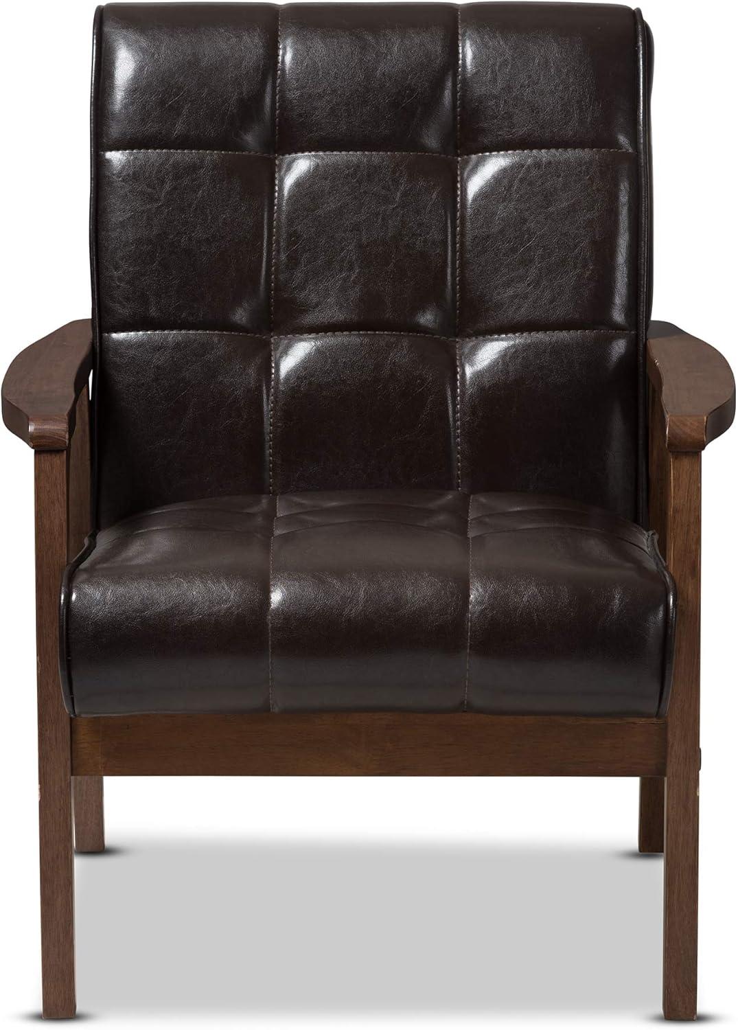 Baxton Studio Mid-Century Masterpieces Club Chair Brown: Upholstered Polyester, Wood Frame, Spot Clean