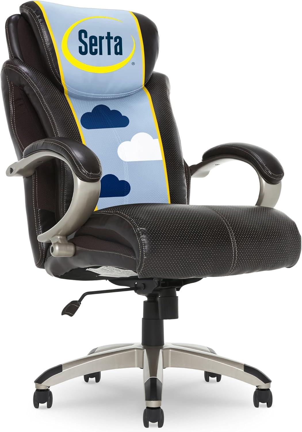 Serta Dayton Big and Tall Executive Office Chair with AIR Technology, Brown Bonded Leather