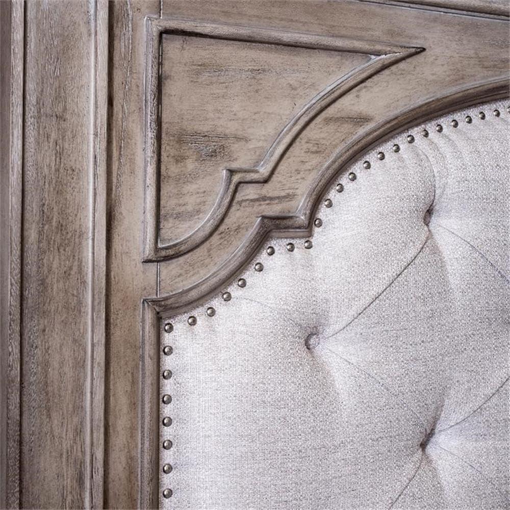 Bowery Hill Queen Size Panel Bed in Upholstered in Gray - Easy Assembly