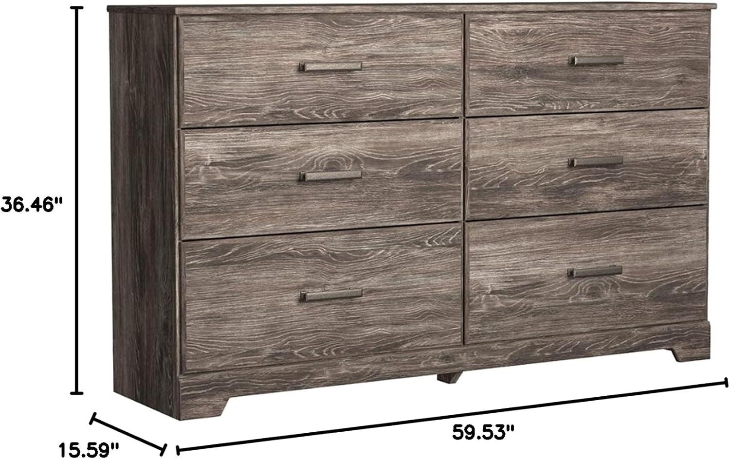 Gray Transitional 6-Drawer Dresser with Pewter Handles