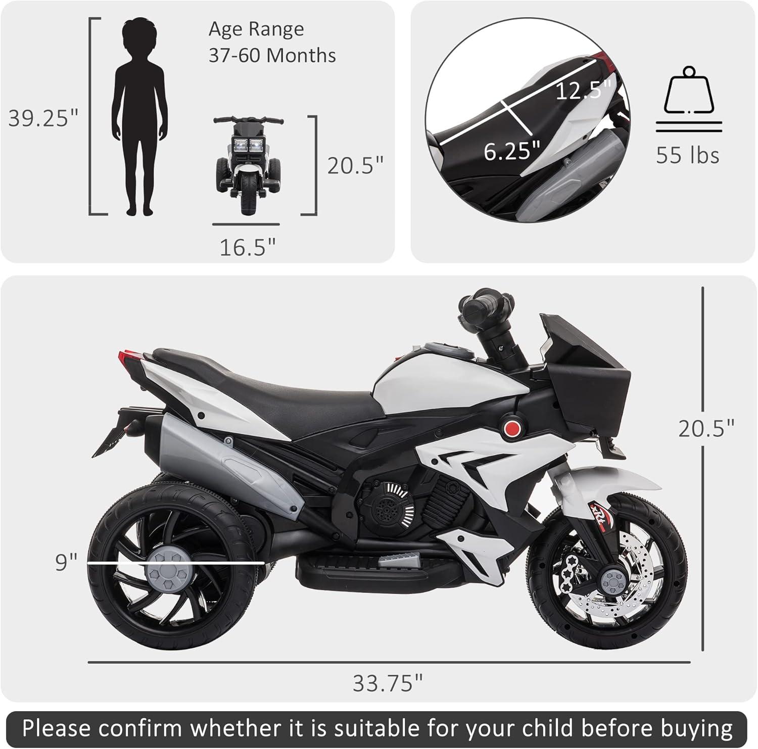 Aosom 6 Volt 1 Seater Motorcycles Pedal Ride On