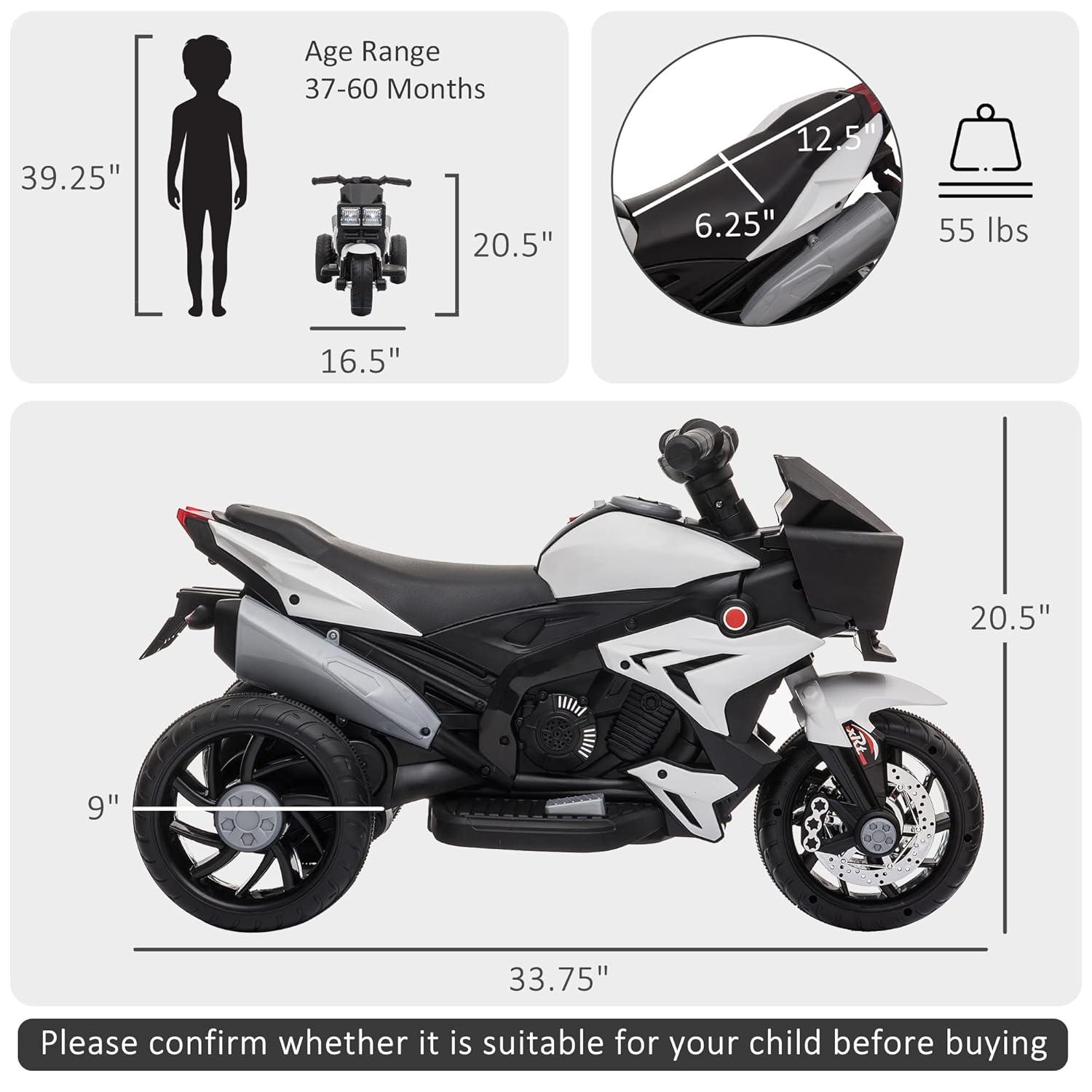 Aosom Aosom 6 Volt 1 Seater Motorcycles Battery Powered Ride On
