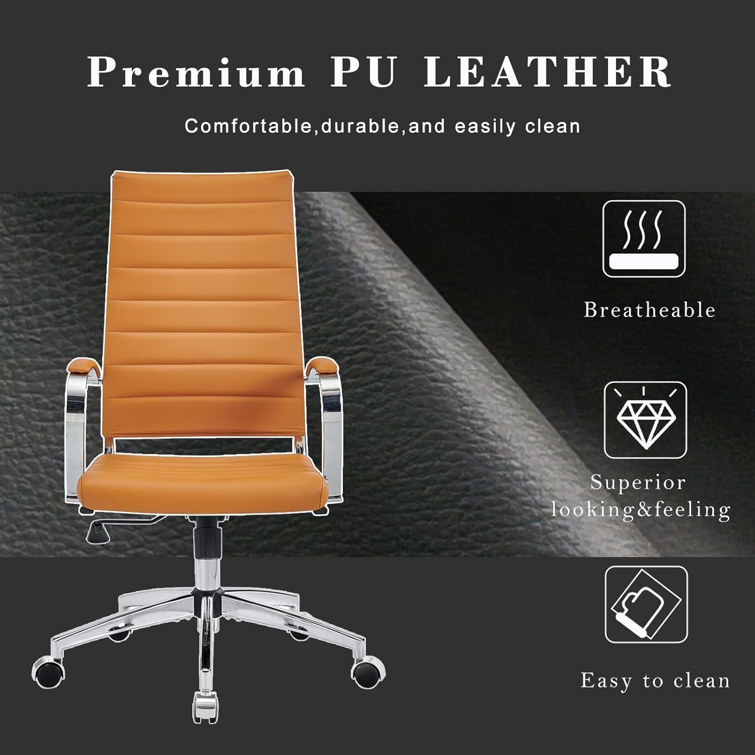 Ergonomics Modern Desk Chair - Executive Office Chair with Armrests, Adjustable Swivel, Black Leather