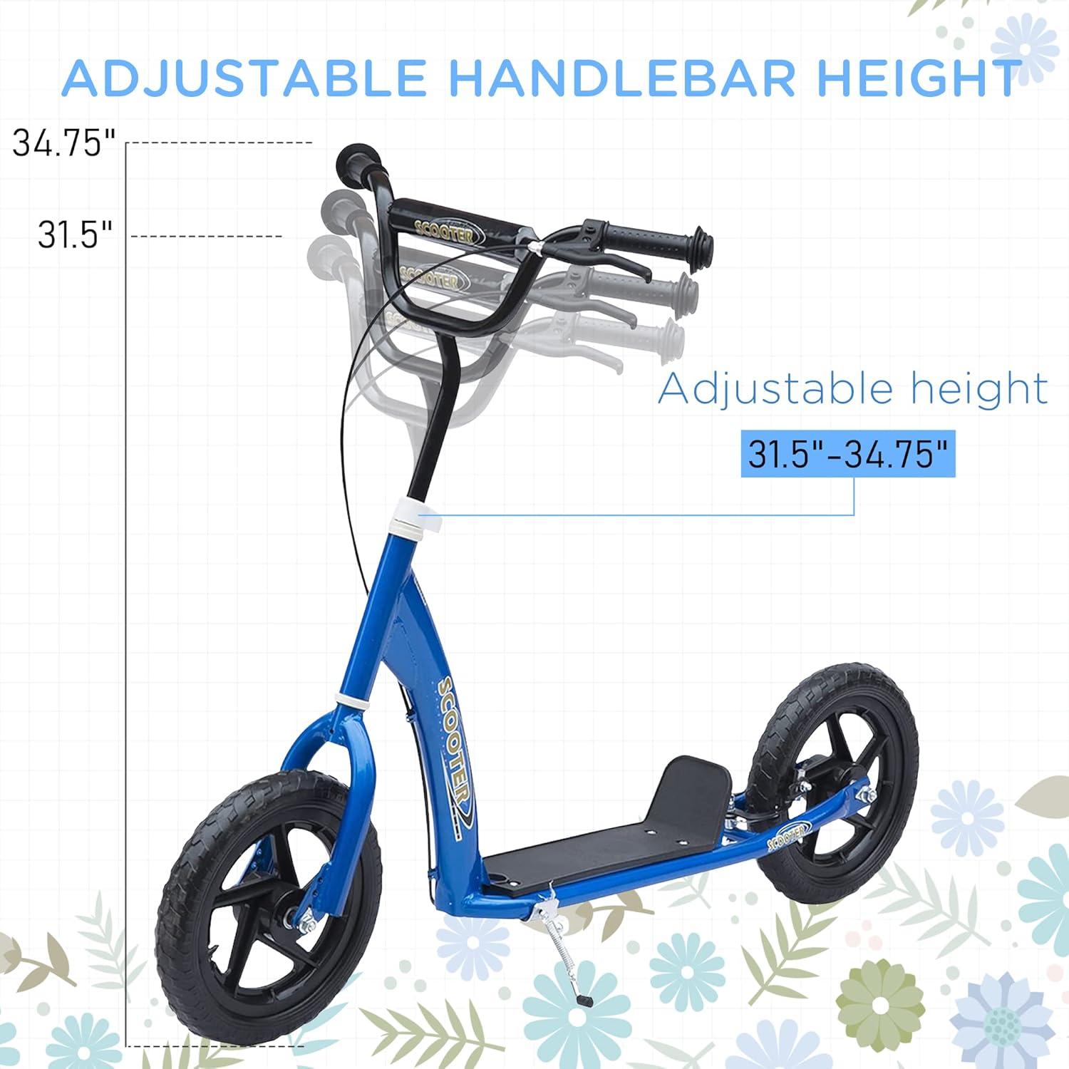 HomCom Kick Scooter for Kids 5-12 Years Old, Big Wheel Kids Scooter