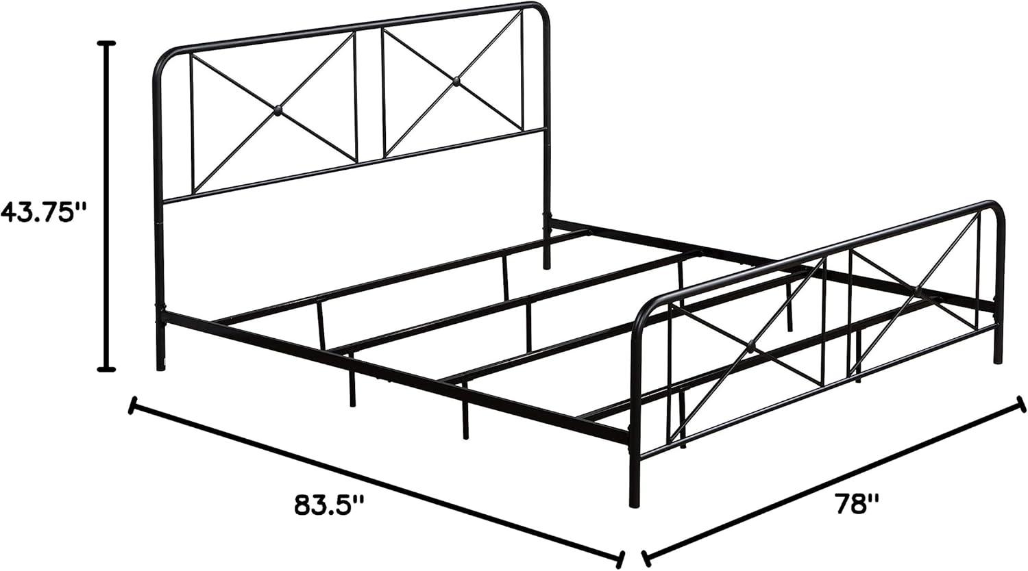 Hillsdale Furniture Williamsburg Geometric Design Metal King Bed, Black Sparkle