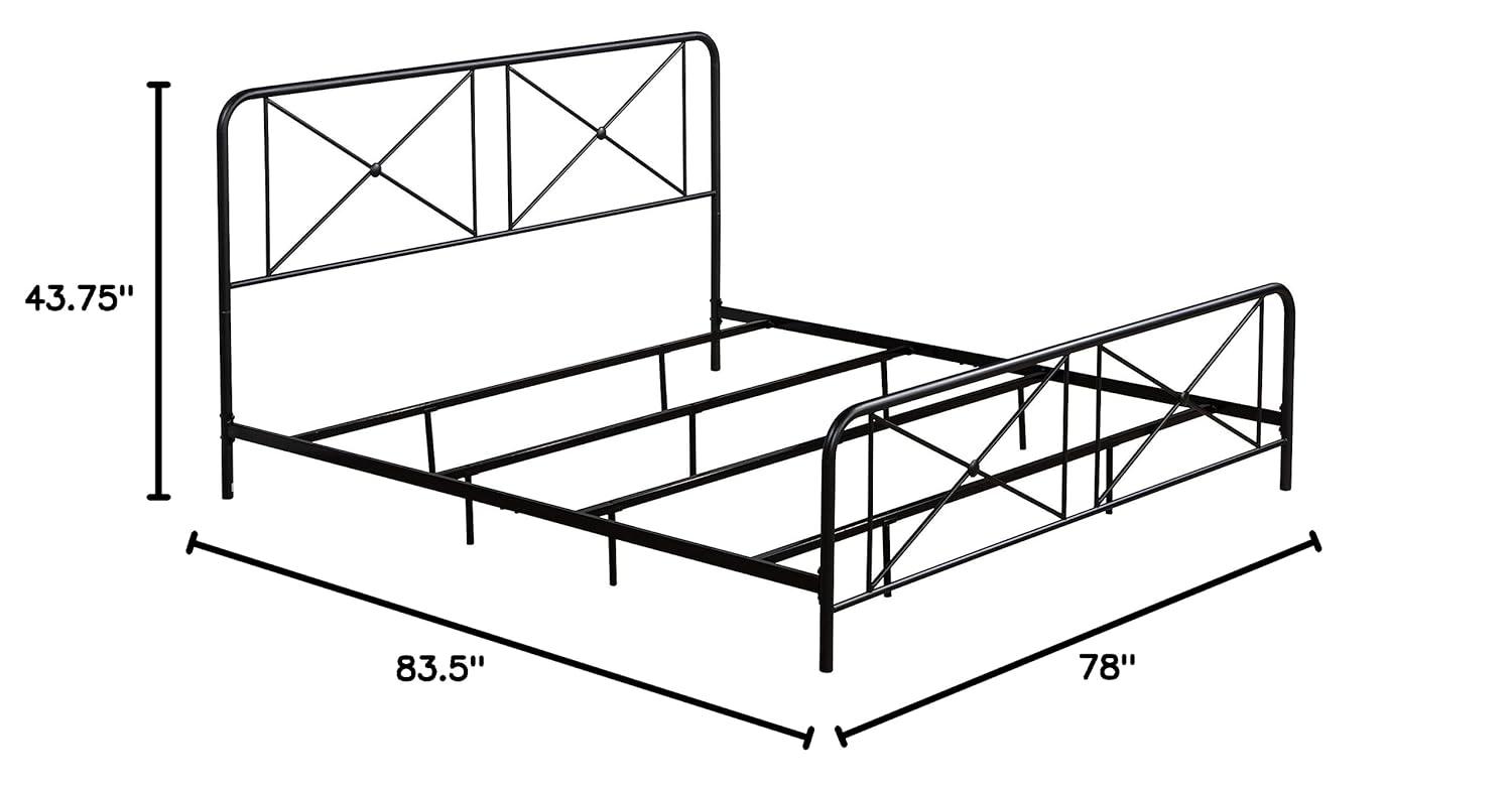 Hillsdale Furniture Williamsburg Geometric Design Metal King Bed, Black Sparkle