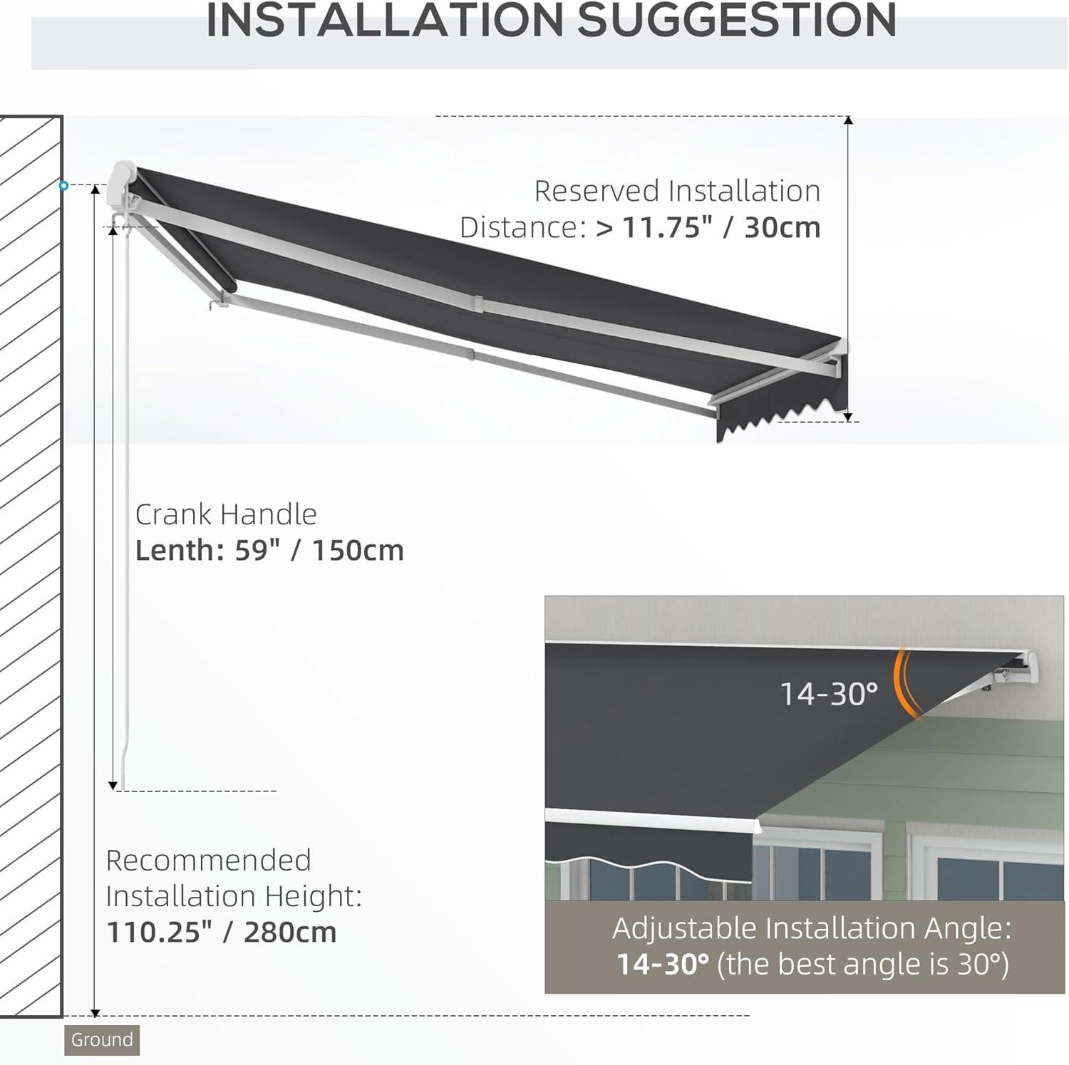 Outsunny 59'' Polyester Cream Cover Motorized Retractable Patio Awning