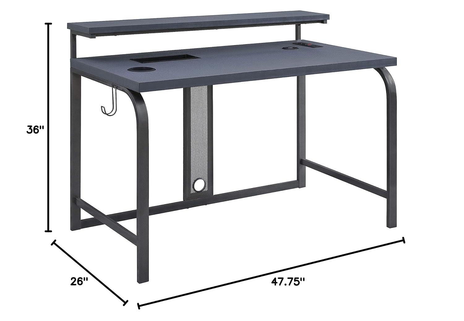 OSP Home Furnishings Reload 48-Inch Gaming Desk in Gray Steel Metal