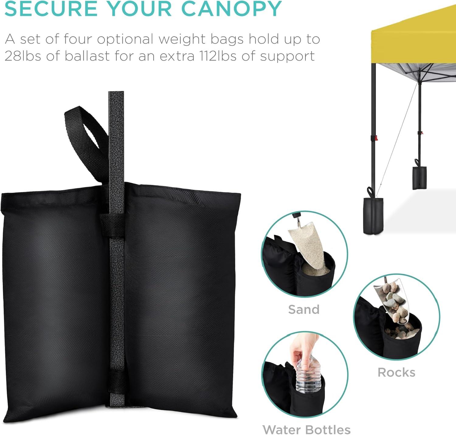 Best Choice Products 10x10ft Easy Setup Pop Up Canopy w/ 1-Button Setup, Wheeled Case, 4 Weight Bags - Yellow