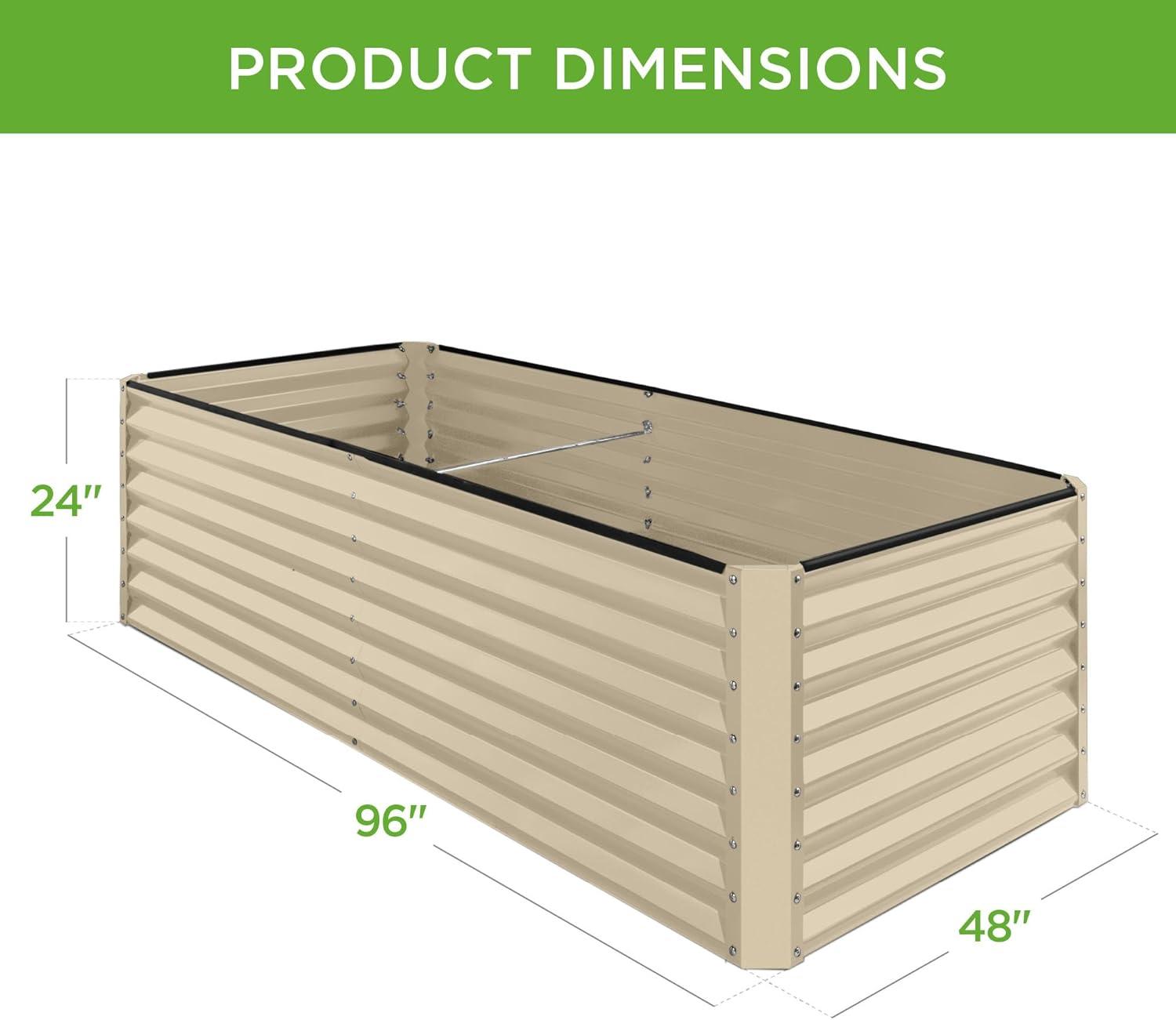Best Choice Products 8x4x2ft Outdoor Metal Raised Garden Bed, Planter Box for Vegetables, Flowers, Herbs - Beige