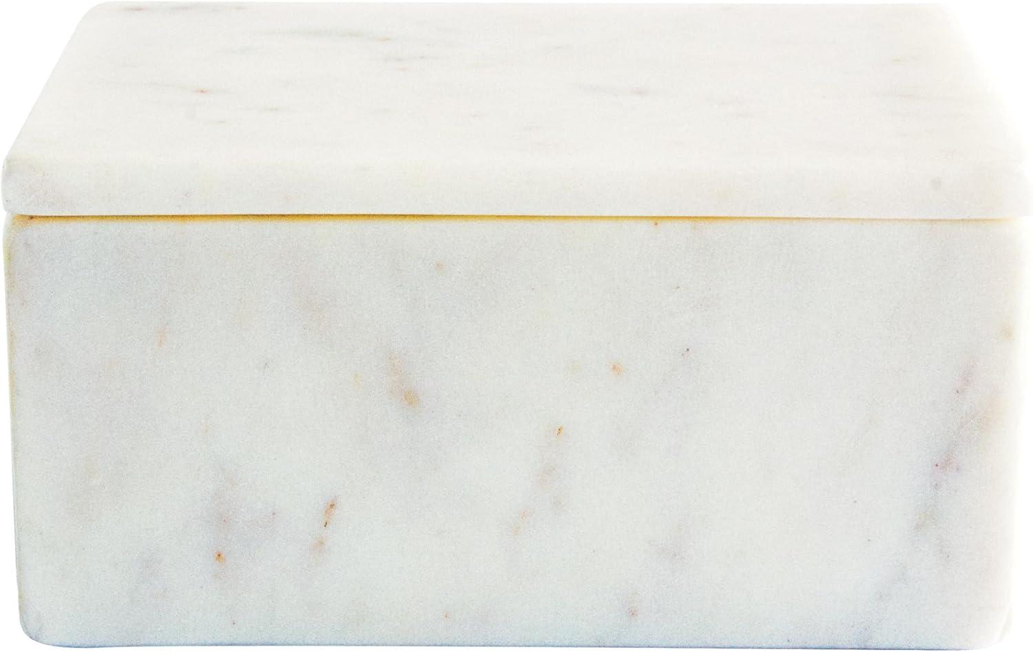 White Rectangular Marble Storage Box with Lid