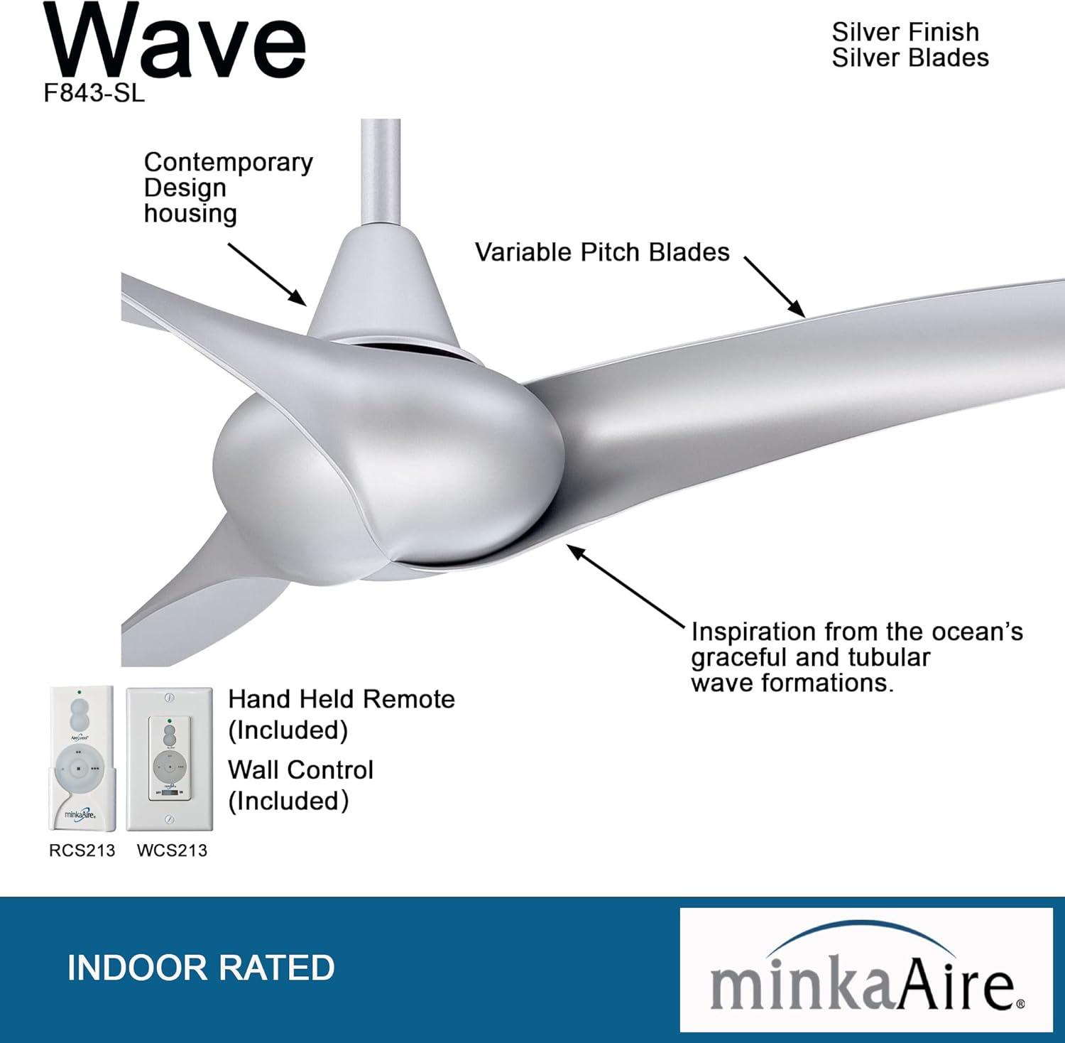 52" Wave 3 - Blade LED Propeller Ceiling Fan with Remote Control and Light Kit Included