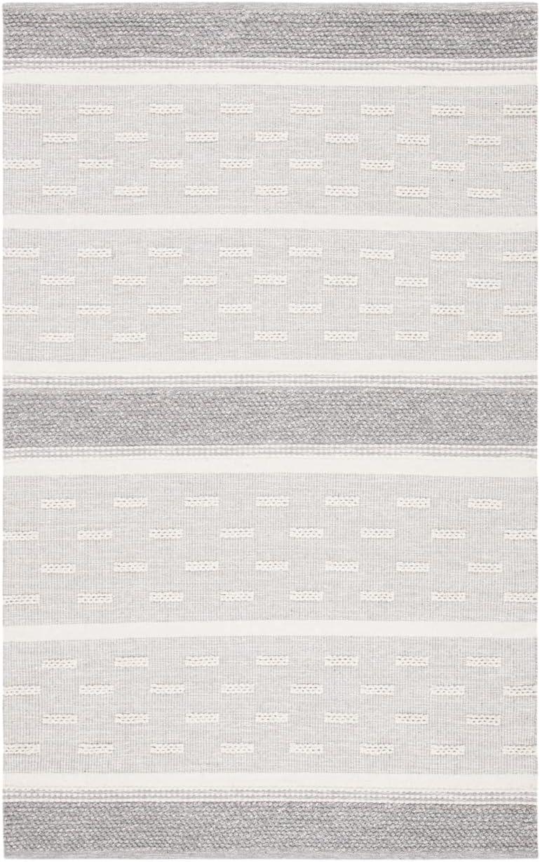 Striped Kilim STK519 Hand Woven Area Rug - Ivory/Grey - 6'x9' - Safavieh.