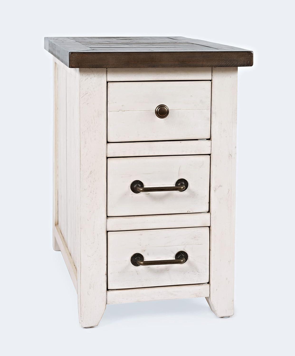 Jofran Madison County Rustic Reclaimed Pine Farmhouse Harris USB Charging Chairside Table