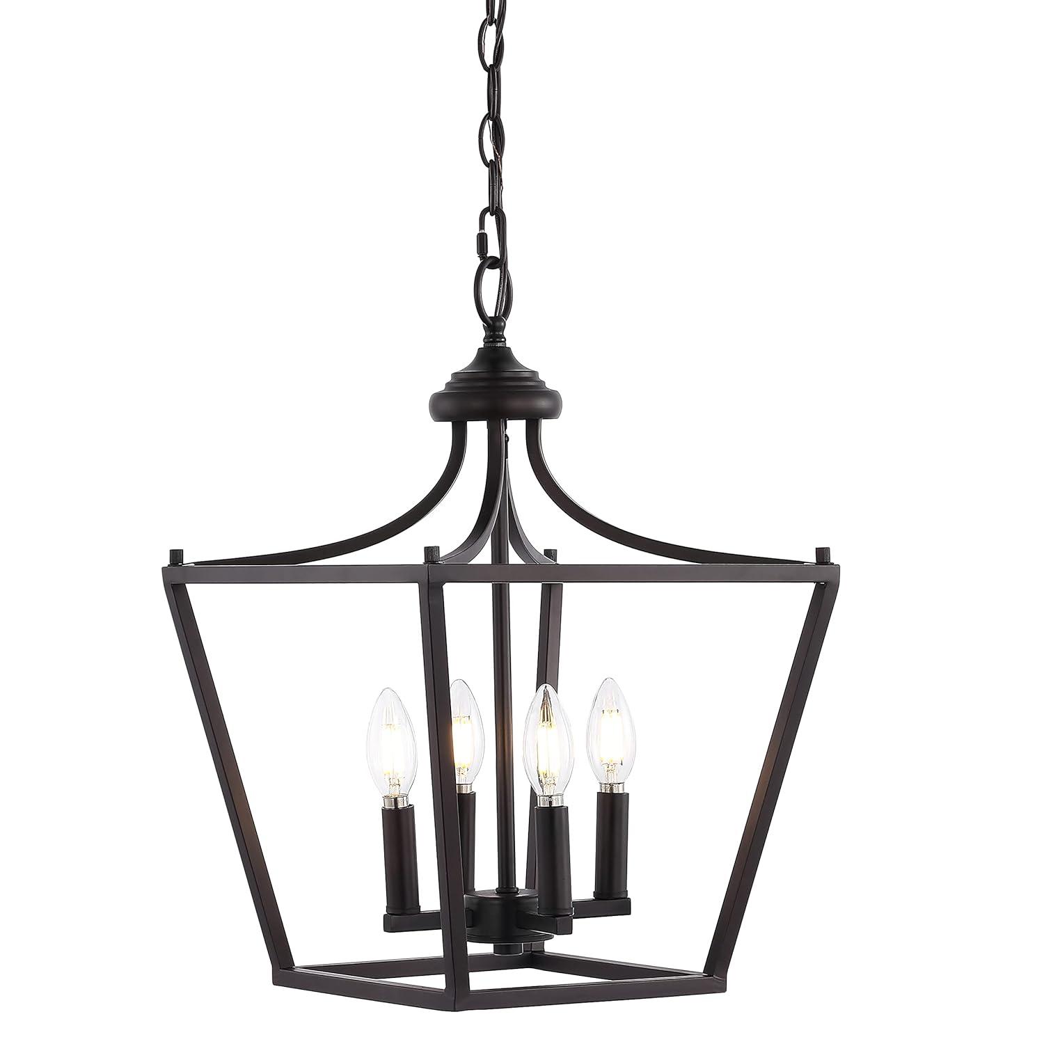Camden 13" 4-Light Iron Classic Midcentury Pendant Lantern, Oil Rubbed Bronze