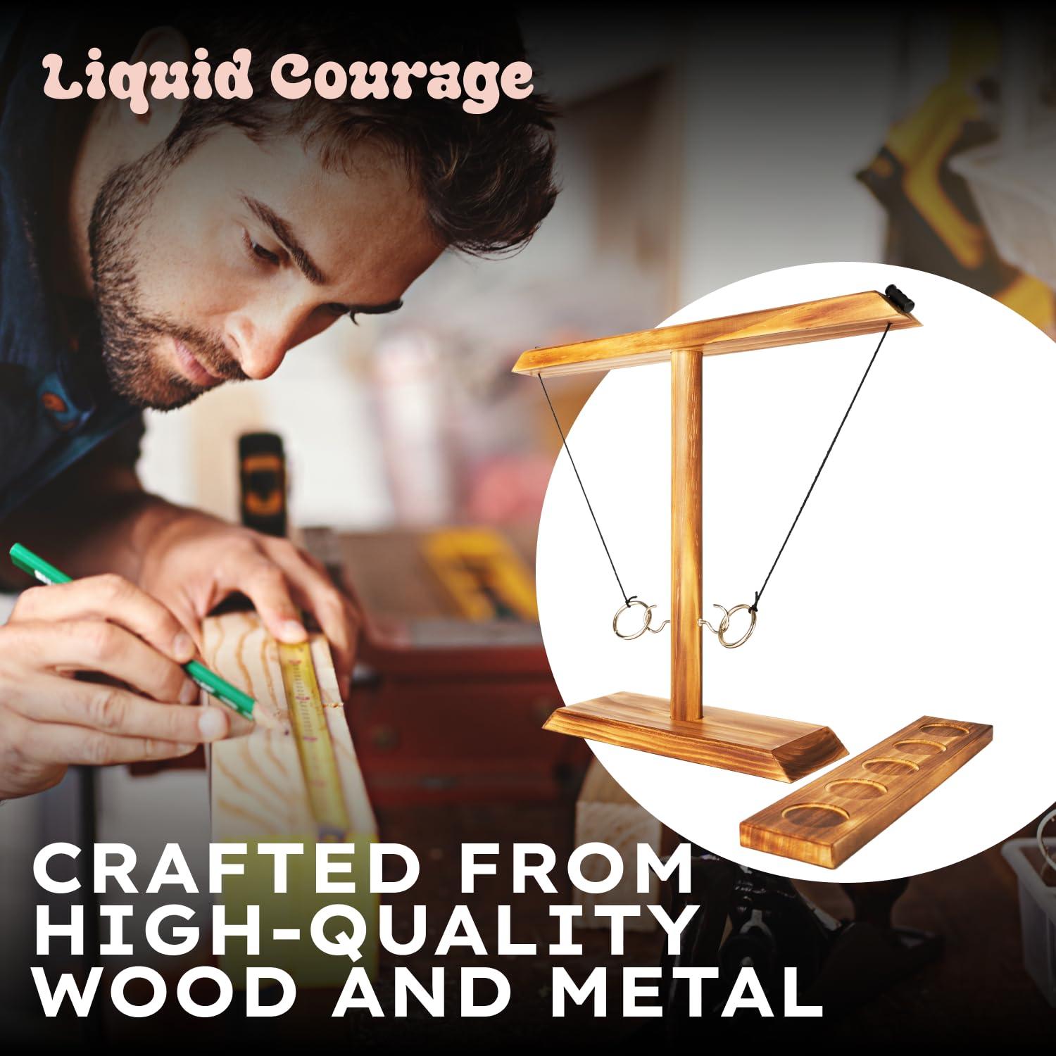 Large Wooden and Metal Ring Toss Game for Indoor and Outdoor Fun