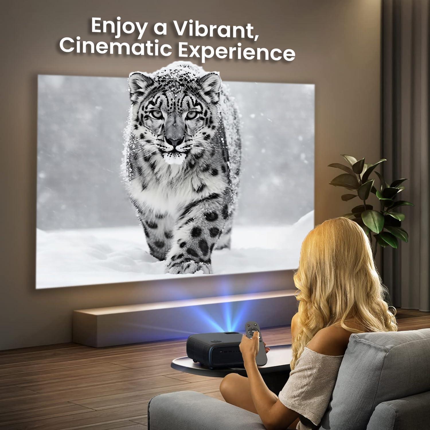 Restored ONN 720P HD Home Theater Projector with 6' HDMI Cable, Black, HDMI/USB/MicroSD/AV - Indoor & outdoor use 100096801 (Refurbished)