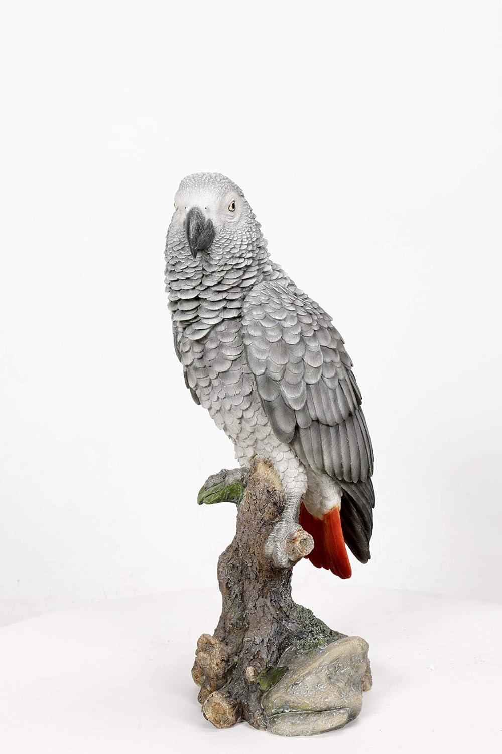 Hi-Line Gift Grey Gabon Parrot ON Stump