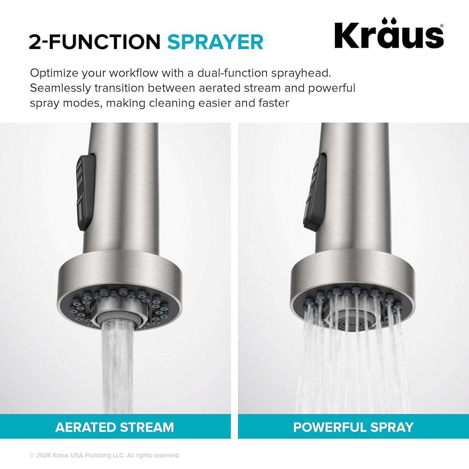 KRAUS Bolden 2-Function Single Handle Pull Down Kitchen Faucet