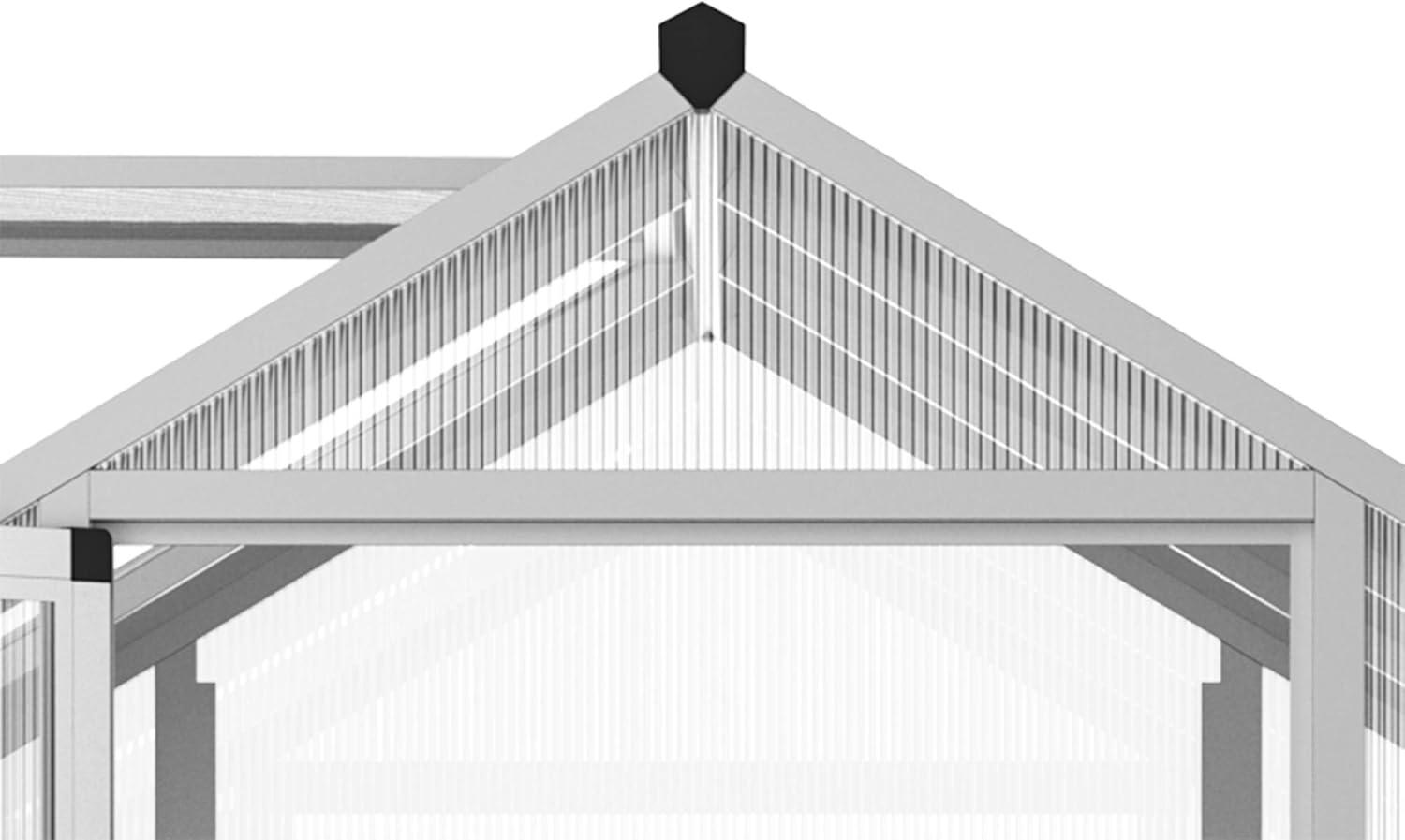 Outsunny Walk-In Polycarbonate Greenhouse with Roof Vent for Ventilation & Rain Gutter, Hobby Greenhouse for Winter