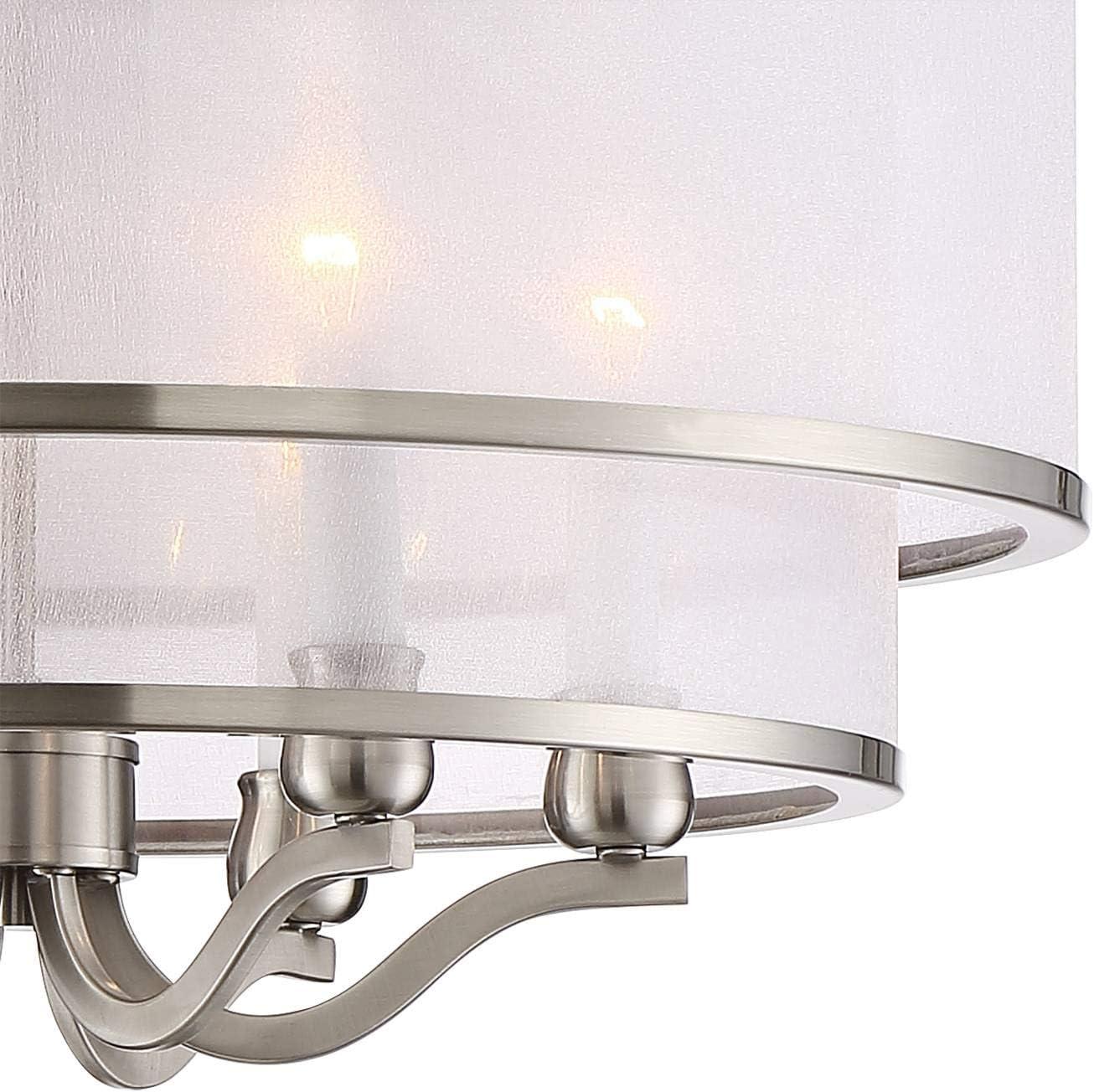 Possini Euro Design Nor Brushed Nickel Pendant Chandelier 23" Wide Modern Double White Organza Shade 6-Light Fixture for Dining Room Kitchen Island