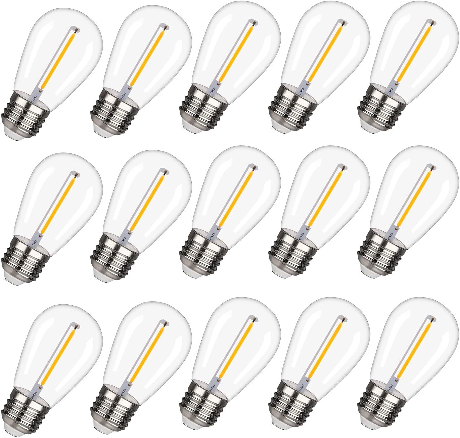 15-Pack Clear LED S14 Warm White Outdoor String Light Bulbs