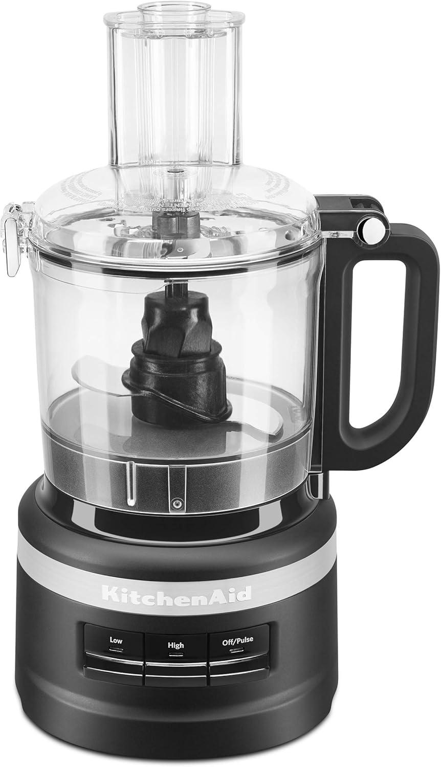 Matte Black 7-Cup Plastic Food Processor with Variable Speed