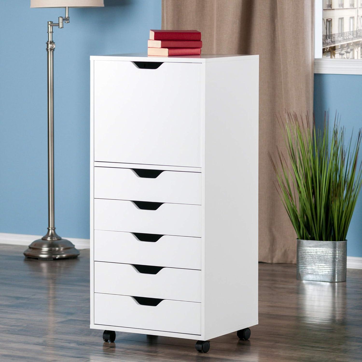 Halifax 5 Drawer Cabinet White - Winsome: Wood Composite Office Furniture, Printer Stand with Storage