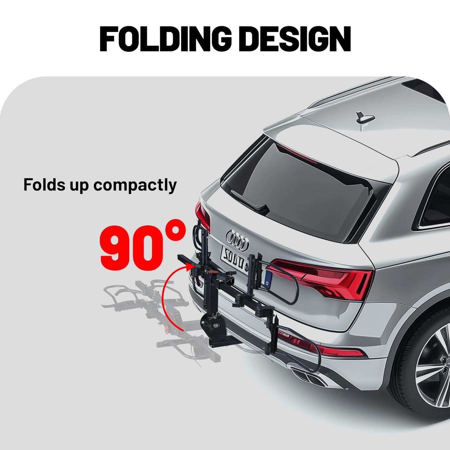 Young Electric Bike Rack 200lb Capacity Alloy Steel Hitch Mount Style for Cars Trucks SUVs RV, fits Bikes with up to 5-inch Fat Tire Carrier Rack, with 2'' Receiver