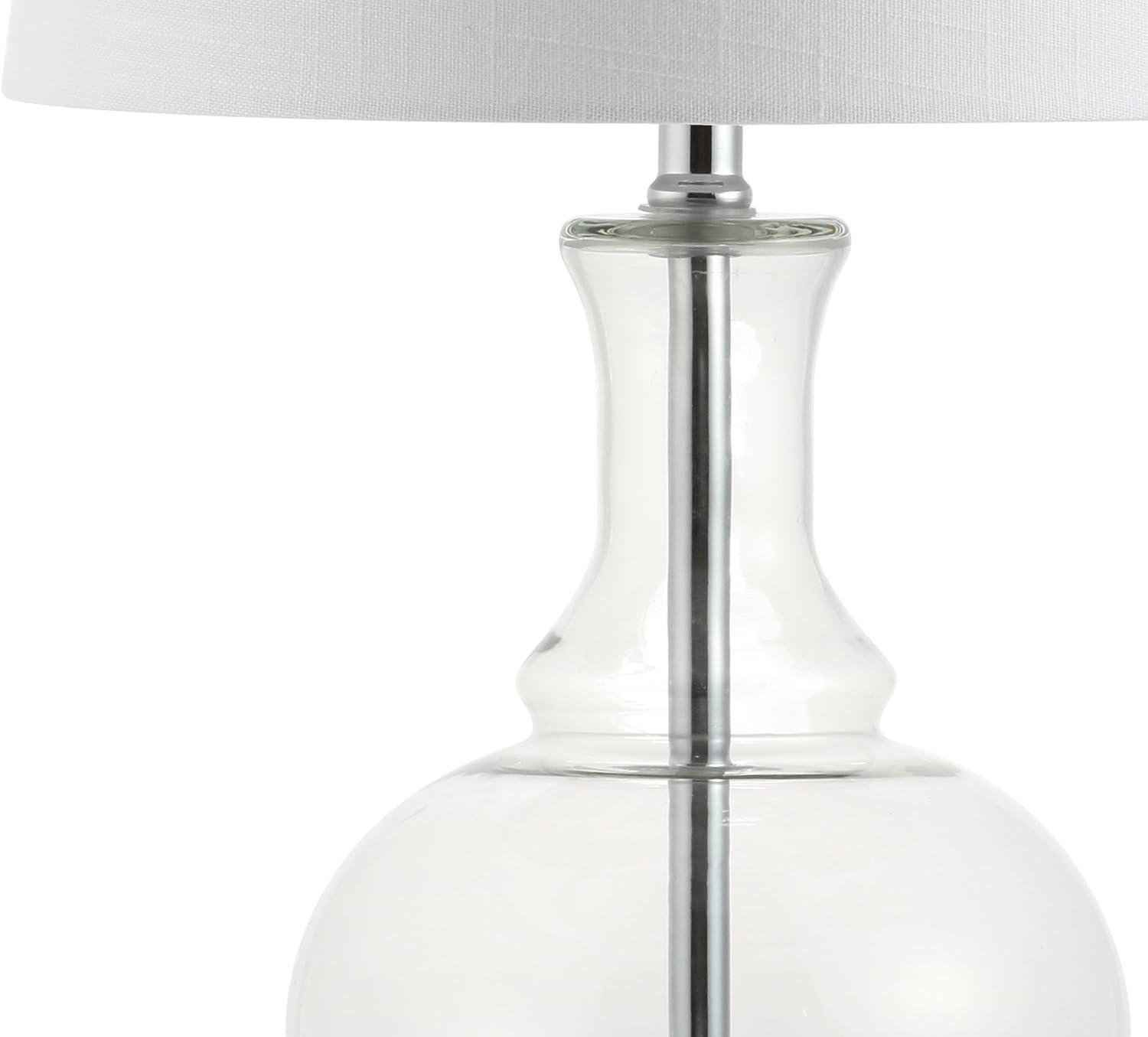 JONATHAN Y Lavelle 25" Glass LED Table Lamp, Mercury Silver/Brass Gold (Set of 2)