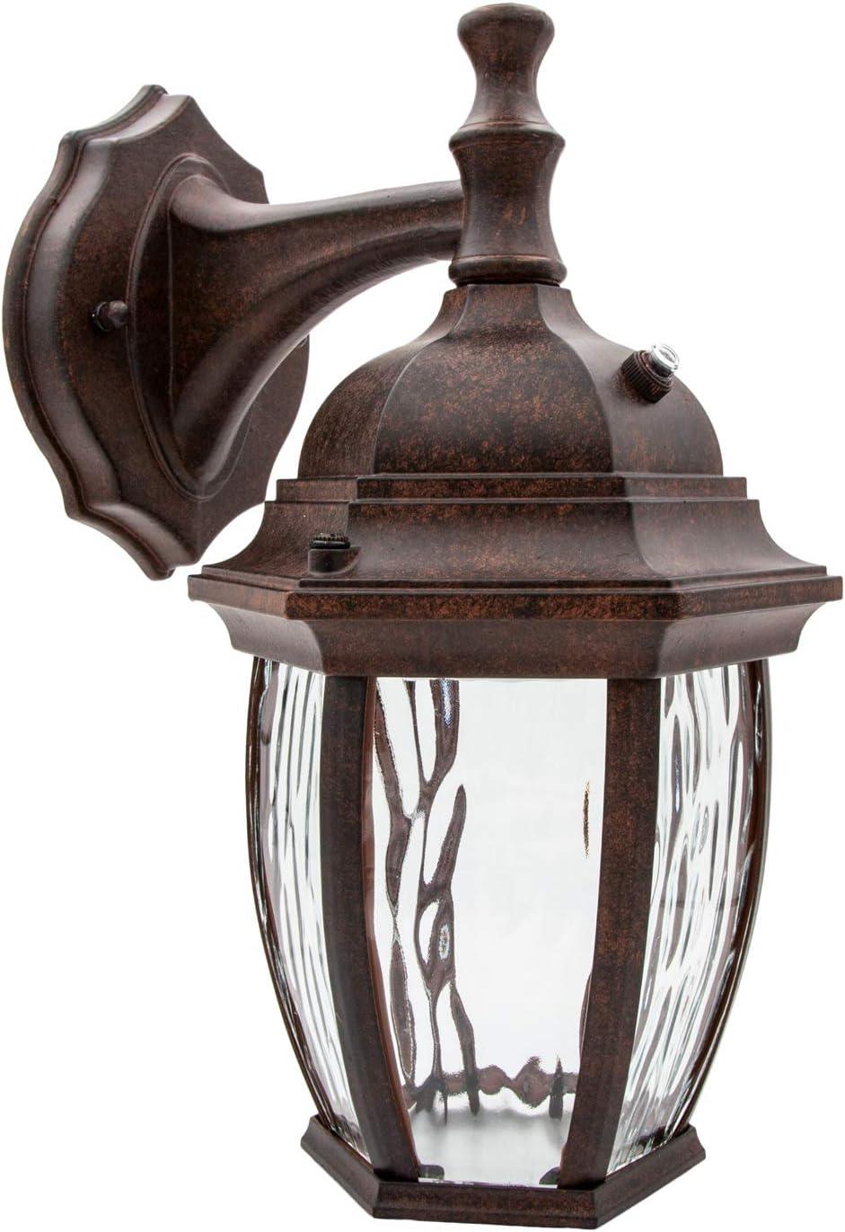 Aged Bronze LED Outdoor Wall Light with Clear Water Glass