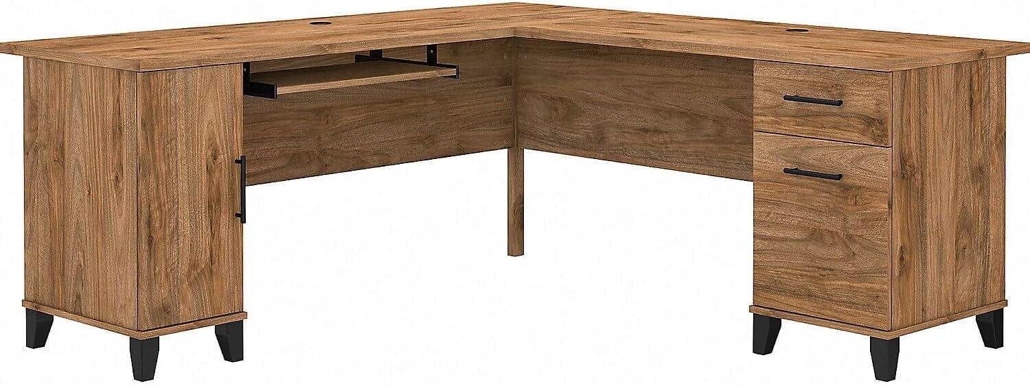 Bush Furniture Somerset 72" L Shaped Desk with Storage, Ash Gray