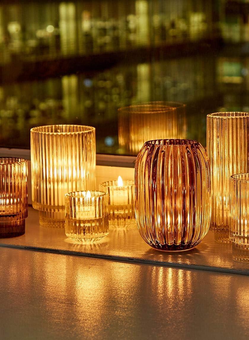 Serene Spaces Living Set of 4 Clear Ribbed Glass Tealight Holders, Perfect for Weddings and Home Décor, Measures 2.25" Tall and 2" Diameter