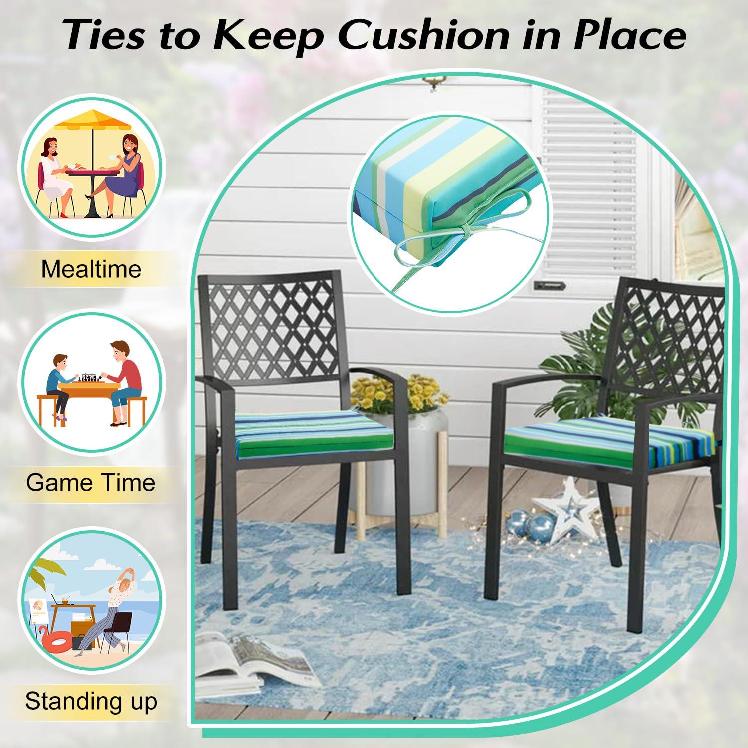 LOVTEX Outdoor Chair Cushions Set of 4, Waterproof Patio Chair Cushions with Ties, 18.5 x 16 x 3 inch, Khaki