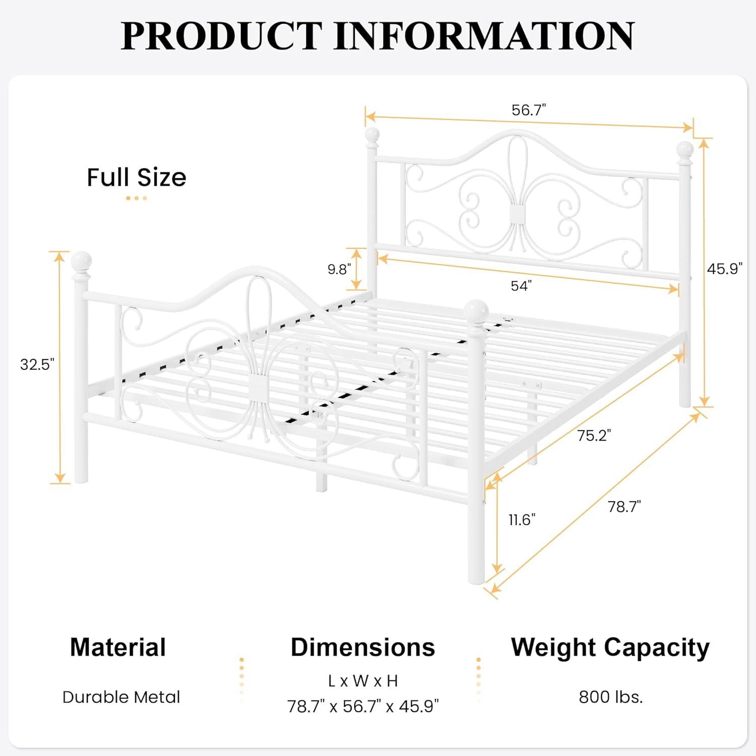 SHA CERLIN Twin Size Bed Frame for Kids,Metal Bed Frame with Butterfly Pattern Design Headboard & Footboard,No Box Spring Needed,Easy Assembly,White