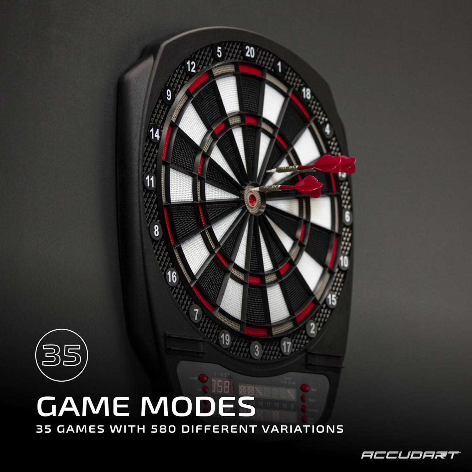 Meteor Black and Red Electronic Dartboard with LED Displays